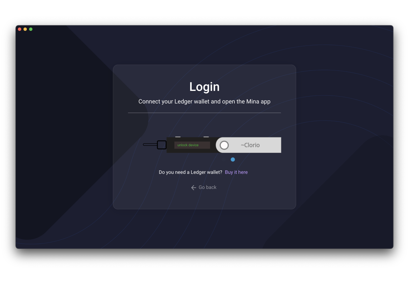 Screenshot of Clorio Wallet with Ledger Nano support